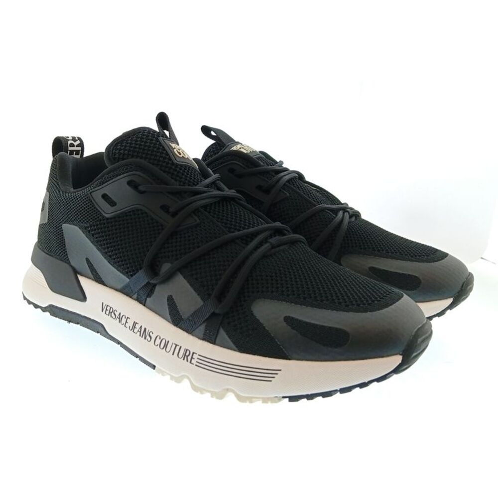 Versace Jeans Couture Mens Black / Gray Technical Runner Sneakers
